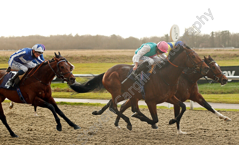 Sangarius-0002 
 SANGARIUS (Ryan Moore) beats BANGKOK (left, David Probert) and DUBAI WARRIOR (farside) in The Betway Quebec Stakes
Lingfield 19 Dec 2020 - Pic Steven Cargill / Racingfotos.com