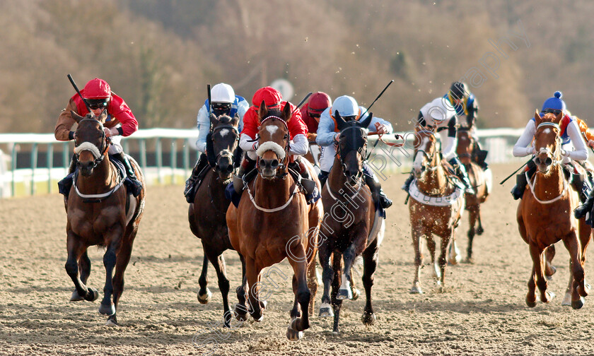 Crimewave-0002 
 CRIMEWAVE (centre, Laura Pearson) wins The Betway Handicap
Lingfield 29 Jan 2021 - Pic Steven Cargill / Racingfotos.com