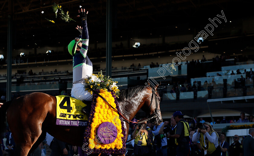 Storm-The-Court-0008 
 STORM THE COURT (Flavien Prat) after The Breeders' Cup Juvenile
Santa Anita USA 1 Nov 2019 - Pic Steven Cargill / Racingfotos.com