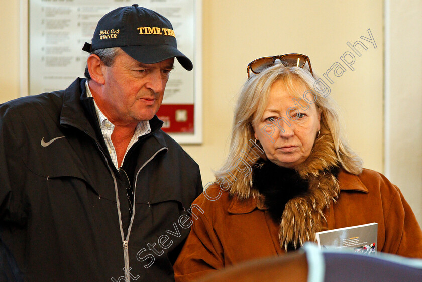 Eddie-O Leary-and-Mags-O Toole-0001 
 EDDIE O'LEARY and MAGS O'TOOLE at Tattersalls Ireland Ascot Breeze Up Sale 5 Apr 2018 - Pic Steven Cargill / Racingfotos.com