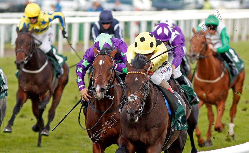 Laugh-A-MInute-0003 
 LAUGH A MINUTE (Andrea Atzeni) beats ALBA POWER (left) in The Weatherbys Racing Bank £300,000 2-y-o Stakes Doncaster 14 Sep 2017 - Pic Steven Cargill / Racingfotos.com