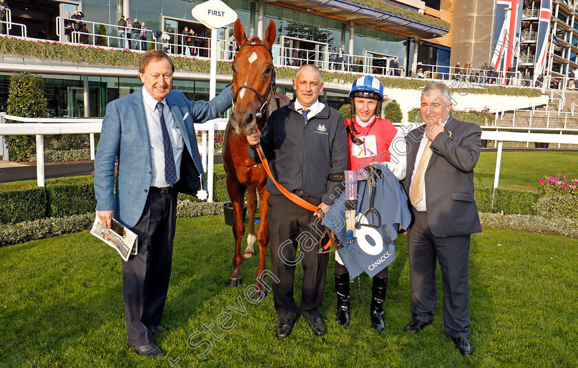 Dominating-0008 
 DOMINATING (P J McDonald) with Alan Spence after The Canaccord Genuity Gordon Carter Handicap Ascot 6 Oct 2017 - Pic Steven Cargill / Racingfotos.com