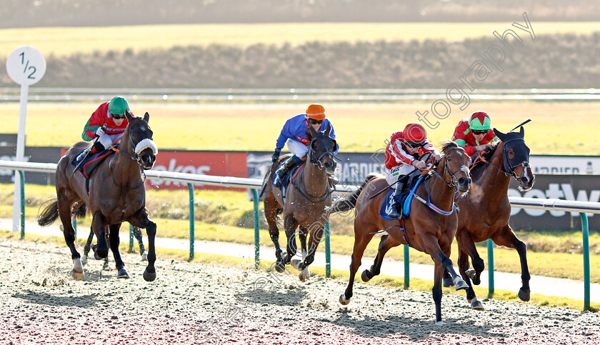 Toro-Dorado-0002 
 TORO DORADO (2nd right, Luke Morris) beats FLYING DRAGON (right) in The Bombardier Golden Beer Handicap
Lingfield 8 Feb 2020 - Pic Steven Cargill / Racingfotos.com