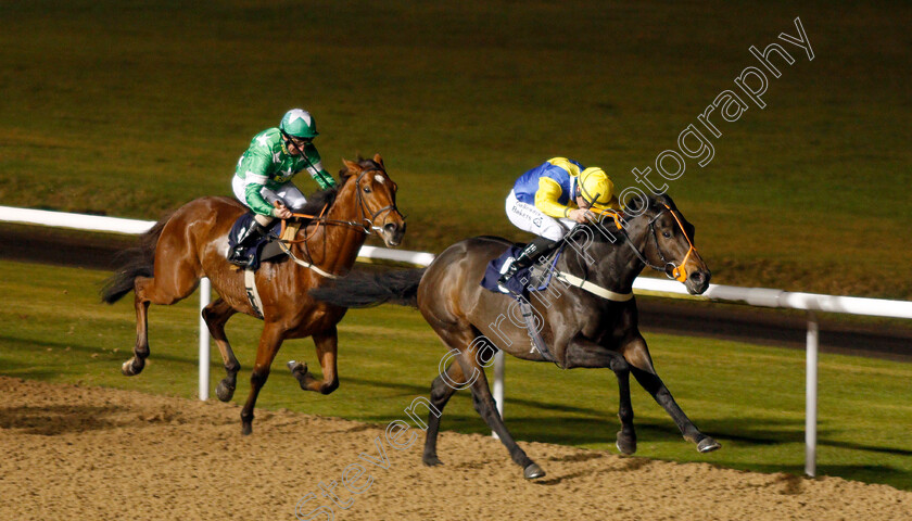 Blue-Medici-0001 
 BLUE MEDICI (Richard Kingscote) beats NATTY NIGHT (left) in The Betway Heed Your Hunch Handicap
Wolverhampton 26 Nov 2019 - Pic Steven Cargill / Racingfotos.com