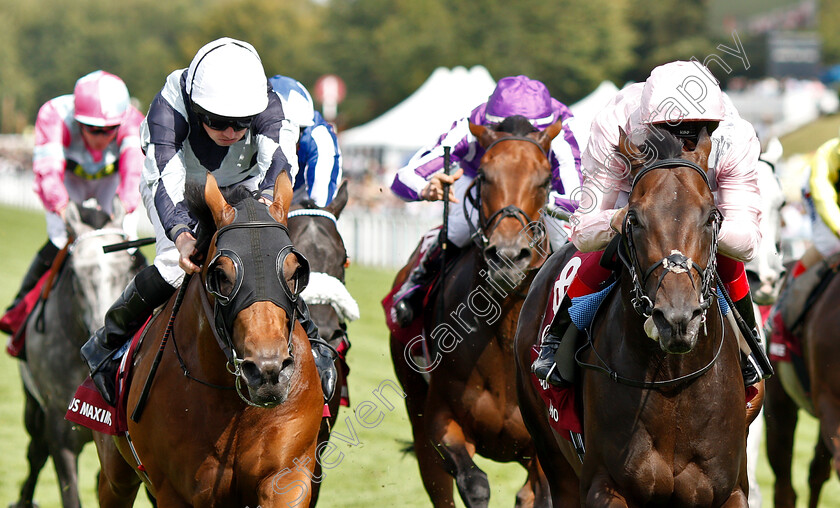 Too-Darn-Hot-0008 
 TOO DARN HOT (right, Frankie Dettori) beats CIRCUS MAXIMUS (left) in The Qatar Sussex Stakes
Goodwood 31 Jul 2019 - Pic Steven Cargill / Racingfotos.com