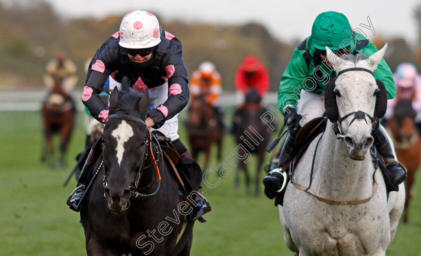 Bigbadboy-0005 
 BIGBADBOY (left, Charlotte Mulhall) beats STORMINGIN (right, Ellie Vaughan) in The Mansionbet Watch And Bet AJA Amateur Jockeys' Handicap
Nottingham 28 Oct 2020 - Pic Steven Cargill / Racingfotos.com