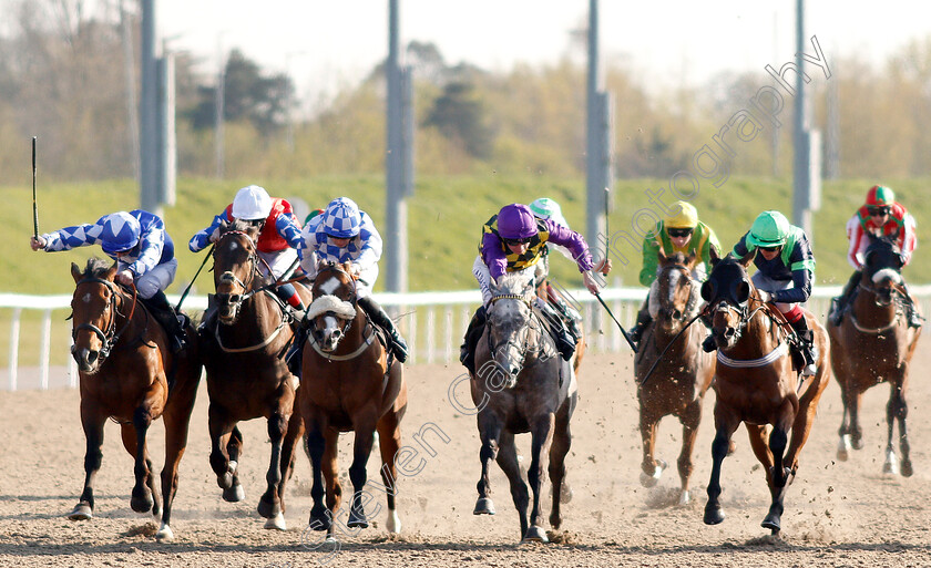 Kyllukey-0001 
 KYLLUKEY (2nd left, David Egan) beats HURRICANE ALERT (centre) ZIPEDEEDODAH (2nd right) and ATYAAF (left) in The Bet totescoop6 At totesport.com Handicap
Chelmsford 11 Apr 2019 - Pic Steven Cargill / Racingfotos.com