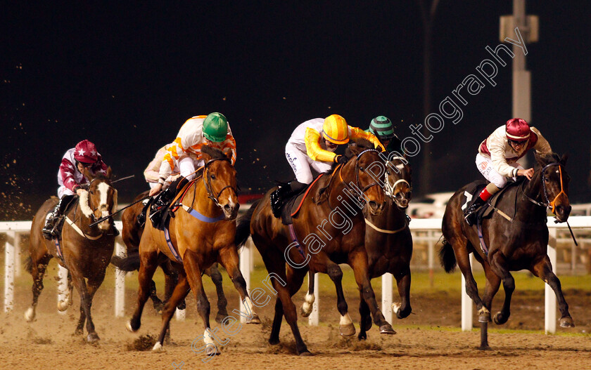 Jack-Of-Diamonds-0001 
 JACK OF DIAMONDS (centre, Rossa Ryan) beats CHORAL CLAN (left) and RELEVANT (right) in The Bet toteexacta At betfred.com Handicap Chelmsford 21 Dec 2017 - Pic Steven Cargill / Racingfotos.com