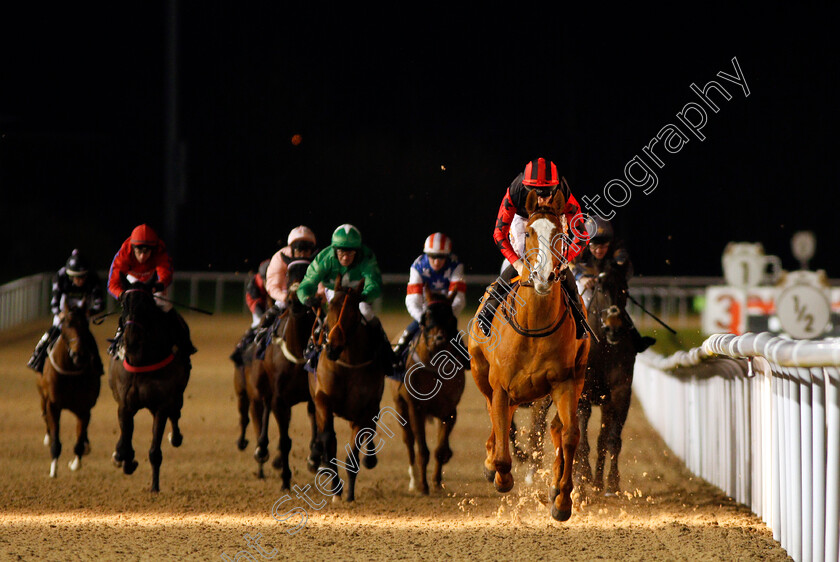 Acker-Bilk-0005 
 ACKER BILK (Dougie Costello) wins The Betway Middle Distance Handicap Wolverhampton 4 Jan 2018 - Pic Steven Cargill / Racingfotos.com