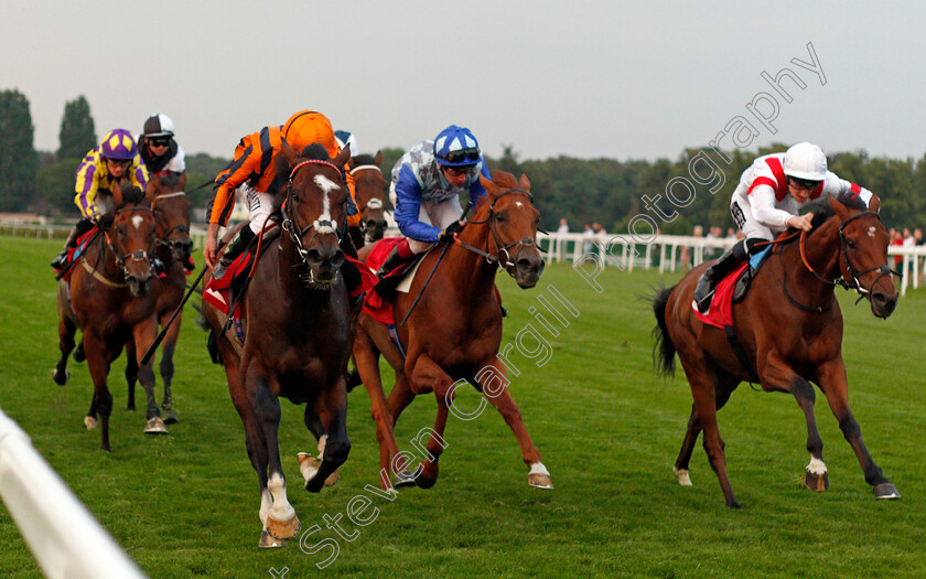 Dancing-Harry-0006 
 DANCING HARRY (left, Ryan Moore) beats RAVENS ARK (centre) and SNOWALOT (right) in The Owen Williams Handicap
Sandown 21 Jul 2021 - Pic Steven Cargill / Racingfotos.com