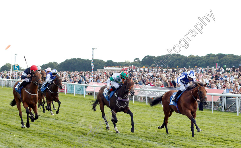 Well-Done-Fox-0003 
 WELL DONE FOX (Jim Crowley) beats DEIA GLORY (centre) and SABRE (left) in The Julia Graves Roses Stakes
York 25 Aug 2018 - Pic Steven Cargill / Racingfotos.com