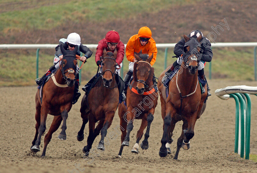 Star-Story-0002 
 STAR STORY (2nd left, Oisin Murphy) beats RETRIEVE (right) TURNBURY (2nd right) and BLEU ET NOIR (left) in The Betway Handicap Lingfield 12 Jan 2018 - Pic Steven Cargill / Racingfotos.com