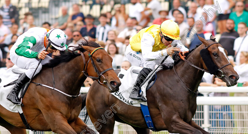 La-Samana-0003 
 LA SAMANA (Maxime Guyon) beats SHAMROCK BREEZE (left) in The Prix de la Vallee d'Auge
Deauville 3 Aug 2024 - Pic Steven Cargill / Racingfotos.com