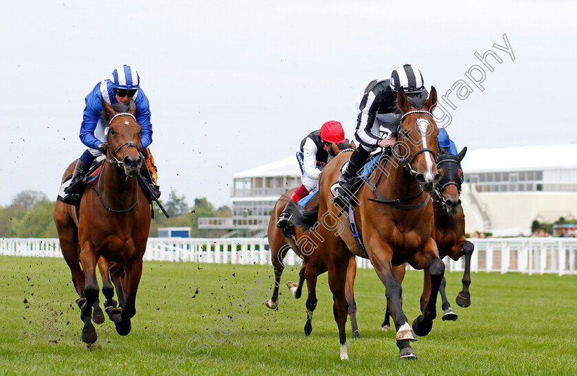 Grande-Dame-0004 
 GRANDE DAME (Ryan Moore) beats MUKADDAMAH (left) in The Naas Racecourse Royal Ascot Trials Day British EBF Fillies Stakes
Ascot 27 Apr 2022 - Pic Steven Cargill / Racingfotos.com