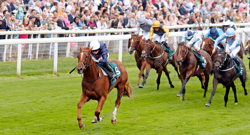 Dragon-Leader-0006 
 DRAGON LEADER (Ryan Moore) wins The Goffs UK Harry Beeby Premier Yearling Stakes
York 24 Aug 2023 - Pic Steven Cargill / Racingfotos.com