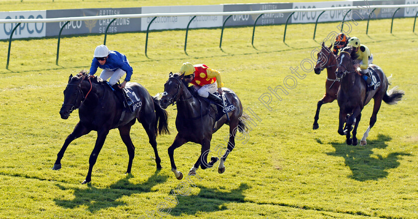 Symbolization-0003 
 SYMBOLIZATION (left, William Buick) beats CURIOSITY (centre) in The Qipco Racing Welfare Handicap Newmarket 5 May 2018 - Pic Steven Cargill / Racingfotos.com