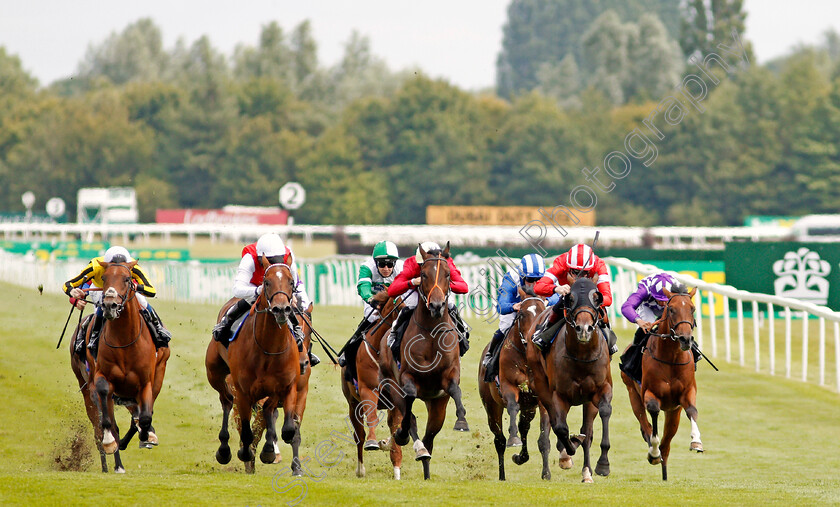 Royal-Scimitar-0002 
 ROYAL SCIMITAR (2nd left, Liam Keniry) beats LINE OF DEPARTURE (2nd right) and PURE DREAMER (centre) in The bet365 EBF Novice Stakes
Newbury 19 Jul 2020 - Pic Steven Cargill / Racingfotos.com