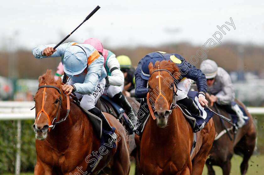 Soundslikethunder-0006 
 SOUNDSLIKETHUNDER (right, Rossa Ryan) beats LEXINGTON KNIGHT (left) in The Unibet Novice Stakes Div2
Doncaster 28 Mar 2021 - Pic Steven Cargill / Racingfotos.com