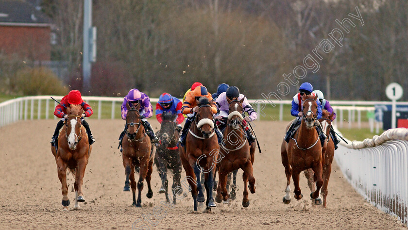 Follow-Your-Heart-0002 
 FOLLOW YOUR HEART (centre, Kevin Stott) beats SIR GREGORY (left) in The Betway Novice Median Auction Stakes
Wolverhampton 12 Mar 2021 - Pic Steven Cargill / Racingfotos.com