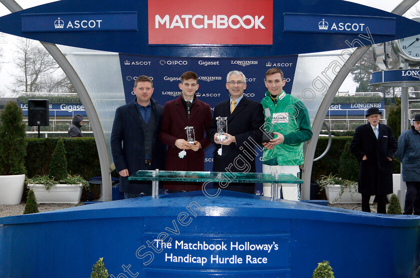 Ballymoy-0013 
 Presentation to Anthony Bromily, Ben Bromily and Tom Bellamy for The Matchbook Holloway's Handicap Hurdle won by BALLYMOY
Ascot 19 Jan 2019 - Pic Steven Cargill / Racingfotos.com