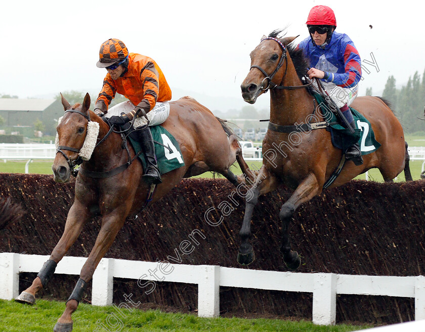 Kit-Barry-0001 
 KIT BARRY (left, Carlie Dando) with BIG GEORGIE (right, James Ridley)
Cheltenham 3 May 2019 - Pic Steven Cargill / Racingfotos.com