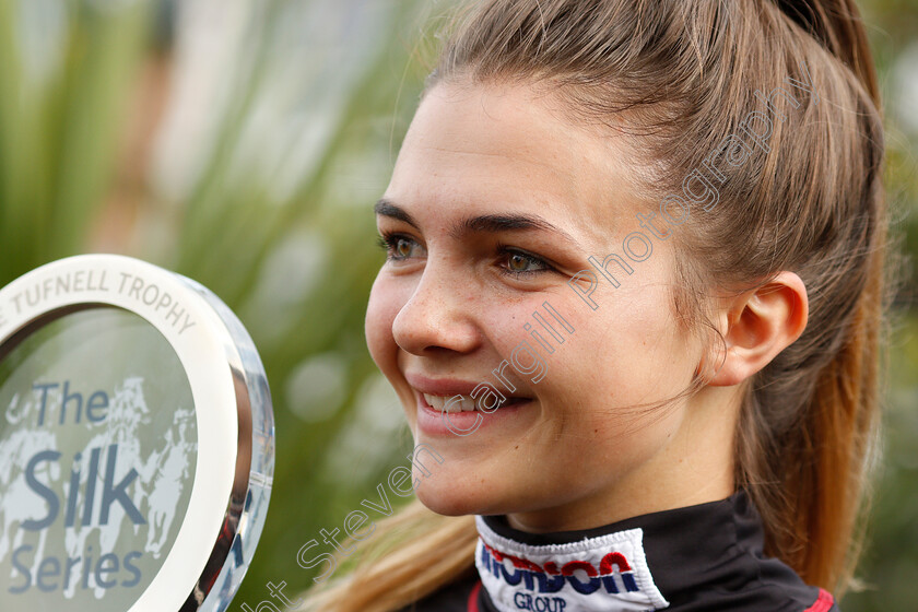 Megan-Nicholls-0004 
 MEGAN NICHOLLS after winning The Silk Series for the second consecutive year
Doncaster 13 Sep 2018 - Pic Steven Cargill / Racingfotos.com