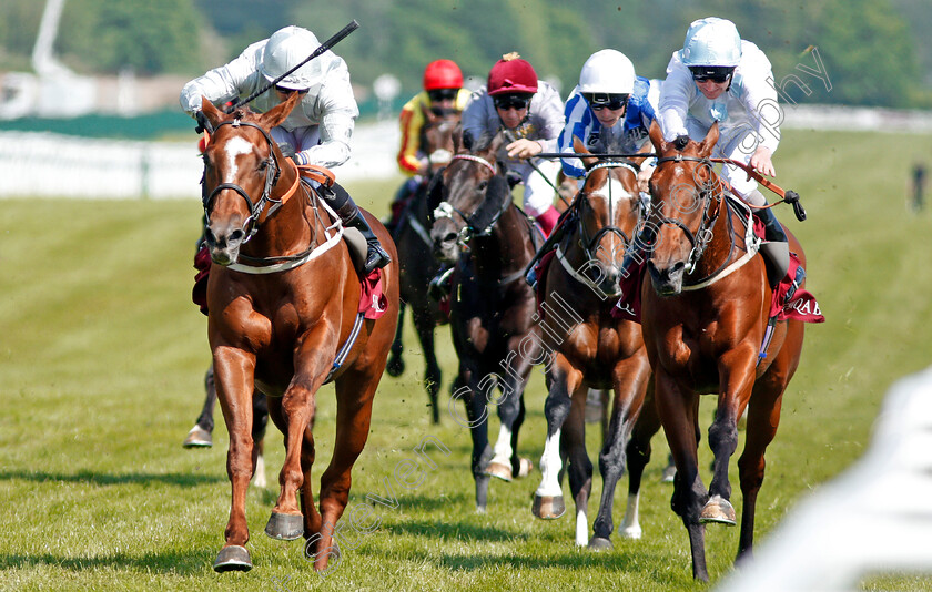 Communique-0006 
 COMMUNIQUE (left, Silvestre De Sousa) beats POET'S PRINCE (right) in The Al Zubarah London Gold Cup Newbury 19 May 2018 - Pic Steven Cargill / Racingfotos.com