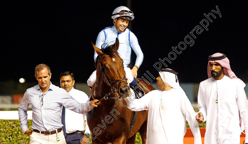 Matterhorn-0011 
 MATTERHORN (Mickael Barzalona) after The Al Maktoum Challenge Round 3 with trainer Salem Bin Ghadayer
Meydan 7 Mar 2020 - Pic Steven Cargill / Racingfotos.com