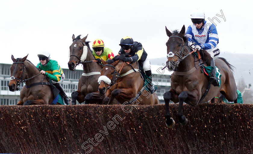 Frodon-0001 
 FRODON (right, Bryony Frost) beats ELEGANT ESCAPE (2nd right) ALLYSSON MONTERG (2nd left) and MINELLA ROCCO (left) in The BetBright Trial Cotswold Chase
Cheltenham 26 Jan 2019 - Pic Steven Cargill / Racingfotos.com