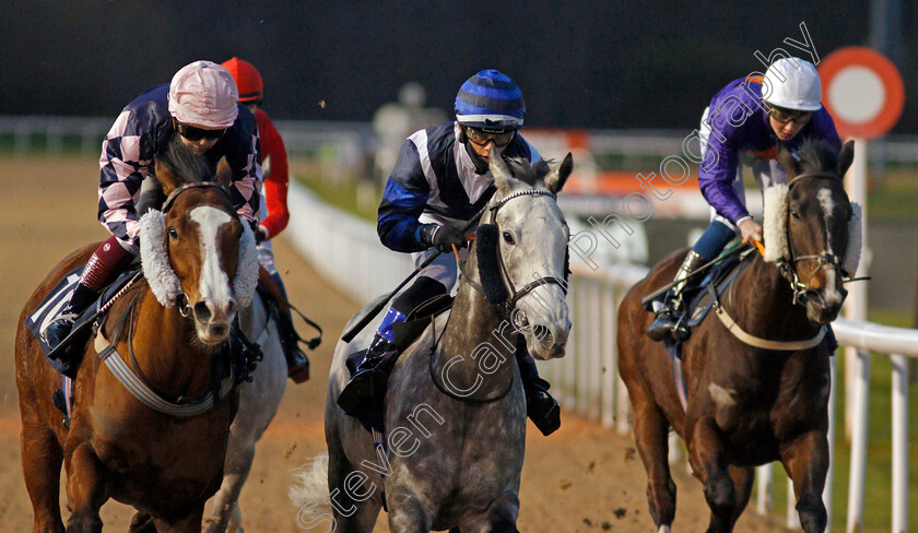 Heptathlete-0006 
 HEPTATHLETE (centre, Benoit de la Sayette) beats GONZAGA (left) in The Bombardier March To Your Own Drum Apprentice Handicap
Wolverhampton 11 Jan 2021 - Pic Steven Cargill / Racingfotos.com