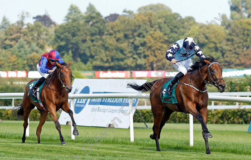 Kitty-Rose-0007 
 KITTY ROSE (Billy Lee) beats CONTENT (left) in The Ballylinch Stud Irish EBF Ingabelle Stakes
Leopardstown 9 Sep 2023 - Pic Steven Cargill / Racingfotos.com