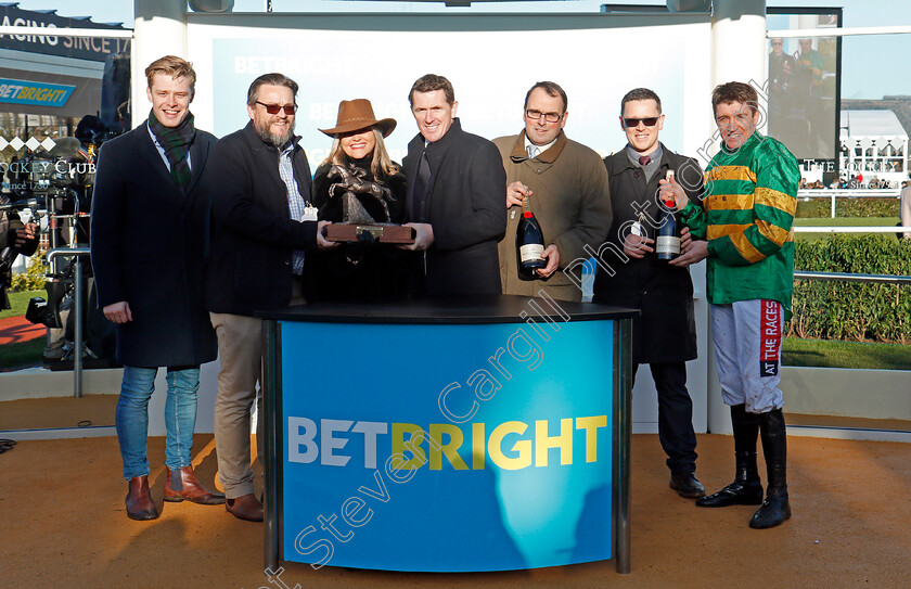 Yanworth-0006 
 Presentation to A P McCoy, Alan King and Barry Geraghty for The BetBright Dipper Novices Chase won by YANWORTH Cheltenham 1 Jan 2018 - Pic Steven Cargill / Racingfotos.com