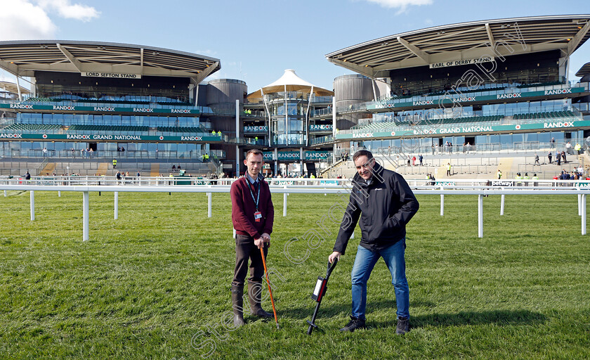 TurfTrax-0015 
 Mike Maher with going stick
Aintree 8 Apr 2022 - Pic Steven Cargill / Racingfotos.com