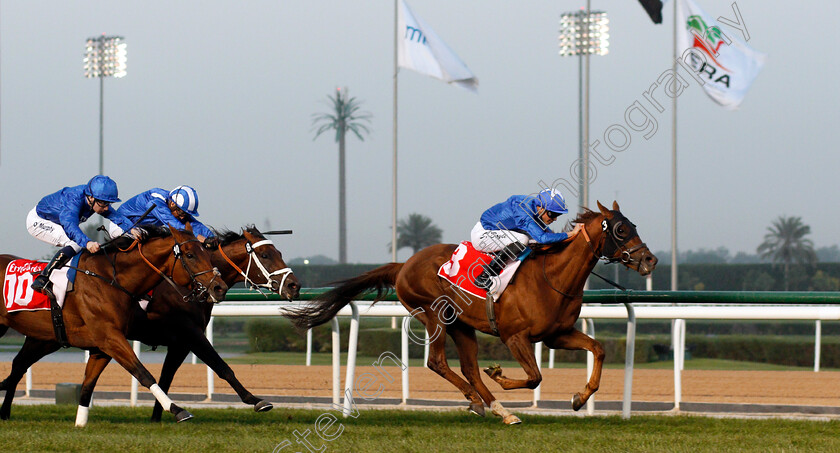 Blair-House-0004 
 BLAIR HOUSE (James Doyle) beats BENBATL (left) and JANOOBI (2nd left) in The Jebel Hatta Meydan Dubai 10 Mar 2018 - Pic Steven Cargill / Racingfotos.com