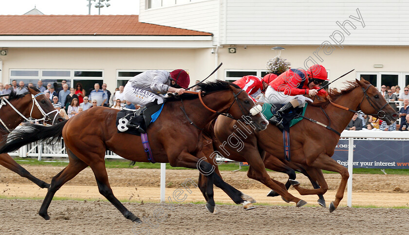 Majboor-0006 
 MAJBOOR (right, Liam Keniry) beats QAROUN (left) in The Old Speckled Hen Handicap
Chelmsford 30 Aug 2018 - Pic Steven Cargill / Racingfotos.com