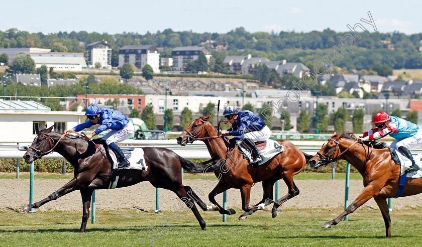 Cabrillo-0003 
 CABRILLO (Mickael Barzalona) beats NOLITO (right) and SHAENJET (centre) in The Prix de Tour-en-Bessin
Deauville 6 Aug 2022 - Pic Steven Cargill / Racingfotos.com