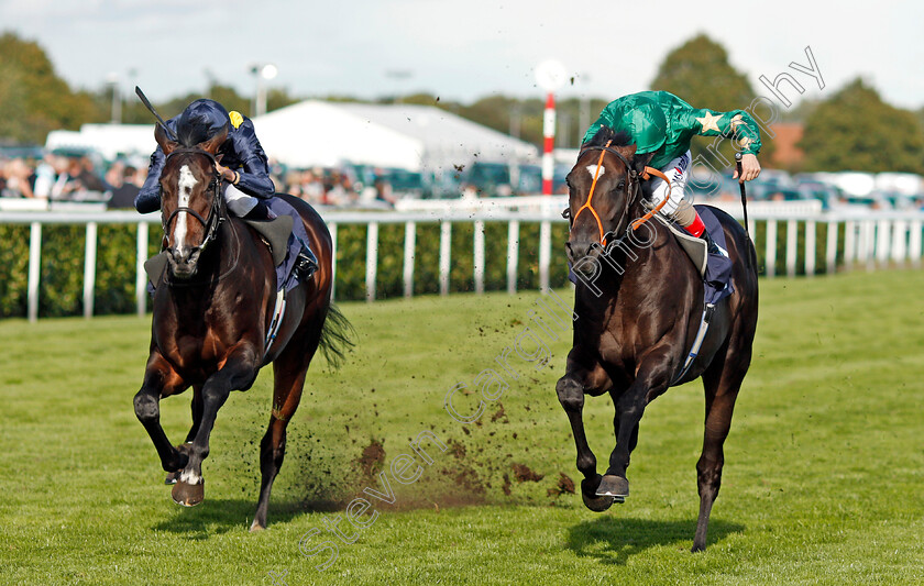 Euginio-0004 
 EUGINIO (right, Andrea Atzeni) beats ANOTHER ECLIPSE (left) in The crownhotel-bawtry.com Handicap Doncaster 14 Sep 2017 - Pic Steven Cargill / Racingfotos.com