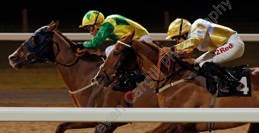 Fredricka-0003 
 FREDRICKA (left, Renato Souza) beats KREB'S CYCLE (right) in The totescoop6 Results At totepoolliveinfo.com Handicap Chelmsford 16 Nov 2017 - Pic Steven Cargill / Racingfotos.com