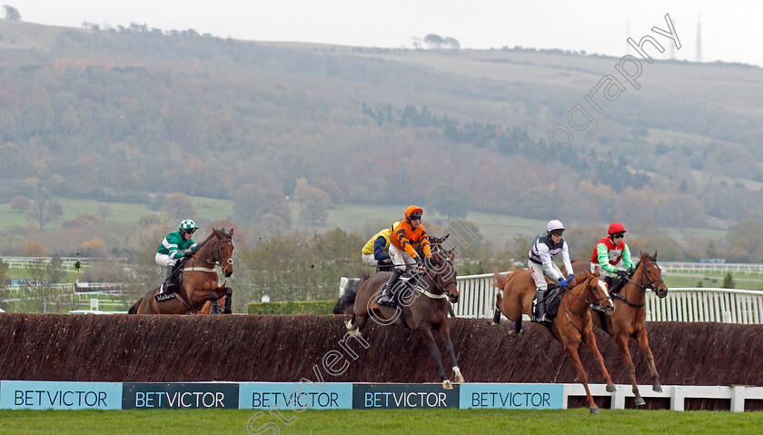 Rockpoint-0001 
 ROCKPOINT (centre, Robbie Power) jumps with POKER PLAY (2nd right) and REDZOR (right)
Cheltenham 16 Nov 2019 - Pic Steven Cargill / Racingfotos.com