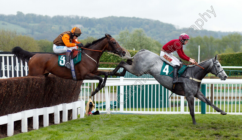 Absainte-0002 
 ABSAINTE (William Easterby) leads THEATRE TERRITORY (left) 
Cheltenham 3 May 2019 - Pic Steven Cargill / Racingfotos.com