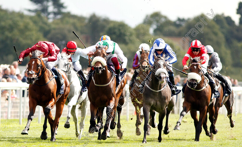 Emaraaty-Ana-0003 
 EMARAATY ANA (centre, Frankie Dettori) beats LEGENDS OF WAR (left) in The Al Basti Equiworld Gimcrack Stakes
York 24 Aug 2018 - Pic Steven Cargill / Racingfotos.com