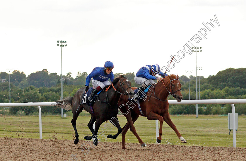 Khayyaal-0001 
 KHAYYAAL (right, Kieran O'Neill) beats FRESH SNOW (left) in The Free Daily Tips On attheraces.com Maiden Stakes Div2
Wolverhampton 31 Jul 2020 - Pic Steven Cargill / Racingfotos.com