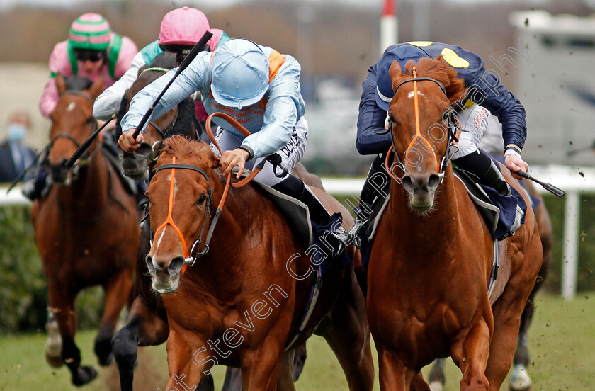 Soundslikethunder-0007 
 SOUNDSLIKETHUNDER (right, Rossa Ryan) beats LEXINGTON KNIGHT (left) in The Unibet Novice Stakes Div2
Doncaster 28 Mar 2021 - Pic Steven Cargill / Racingfotos.com