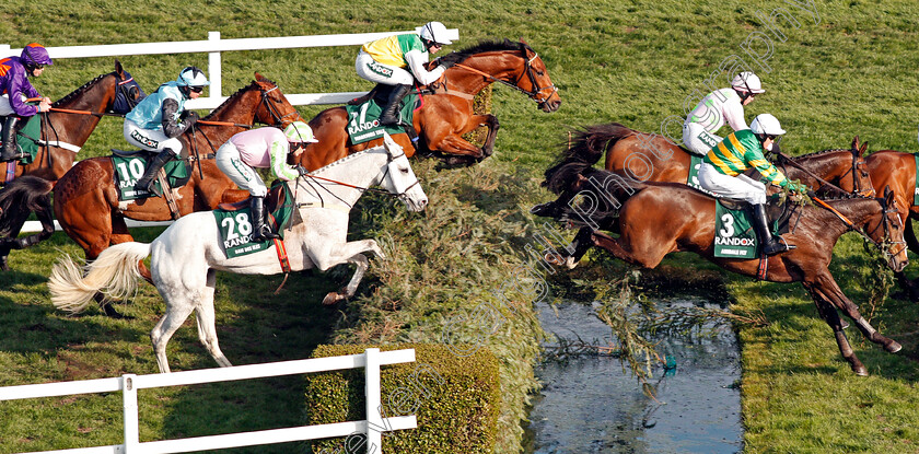 Anibale-Fly-and-Baie-Des-Iles-0001 
 ANIBALE FLY (right, Barry Geraghty) with WARRIORS TALE (17) and BAIE DES ILES (28, Katie Walsh) over The Water in The Randox Health Grand National Aintree 14 Apr 2018 - Pic Steven Cargill / Racingfotos.com