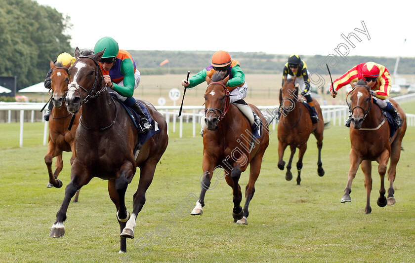 Leo-Minor-0002 
 LEO MINOR (William Buick) beats SHAMSHON (centre) in The Play Live Blackjack At 188bet Casino Handicap
Newmarket 28 Jun 2018 - Pic Steven Cargill / Racingfotos.com