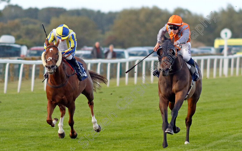 Jungle-Run-0004 
 JUNGLE RUN (right, Connor Planas) beats ENCHANTED NIGHT (left) in The Free Digital Racecard At raceday-ready.com Handicap
Yarmouth 17 Sep 2024 - Pic Steven Cargill / Racingfotos.com