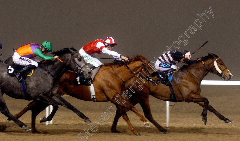 Miracle-Works-0004 
 MIRACLE WORKS (left, Tom Marquand) beats WARRIOR'S VALLEY (right) and JACK THE TRUTH (centre) in The Bet toteexacta At totesport.com Handicap
Chelmsford 22 Feb 2019 - Pic Steven Cargill / Racingfotos.com