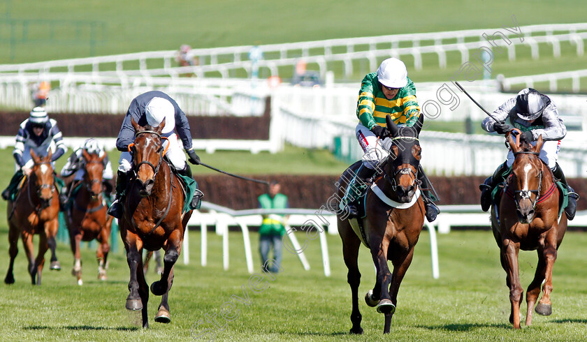 Dame-De-Compagnie-0003 
 DAME DE COMPAGNIE (centre, Barry Geraghty) beats BANJO GIRL (right) and JUST JANICE (left) in The Huw Stevens Jo Whiley Afterparty Onsale Mares Novices Hurdle Cheltenham 19 Apr 2018 - Pic Steven Cargill / Racingfotos.com