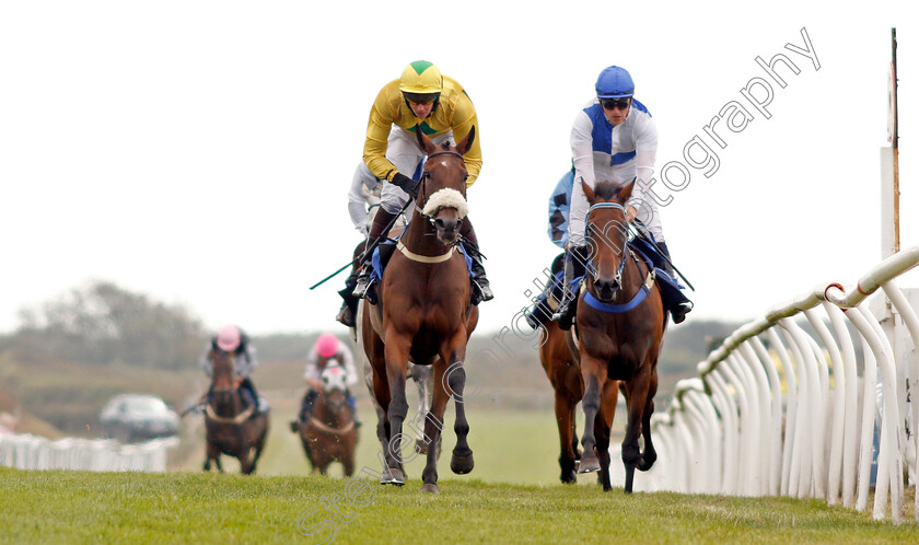 Molliana-0005 
 MOLLIANA (yellow, Brendan Powell) wins The Oakbridge Clarendon Handicap
Les Landes, Jersey 26 Aug 2019 - Pic Steven Cargill / Racingfotos.com