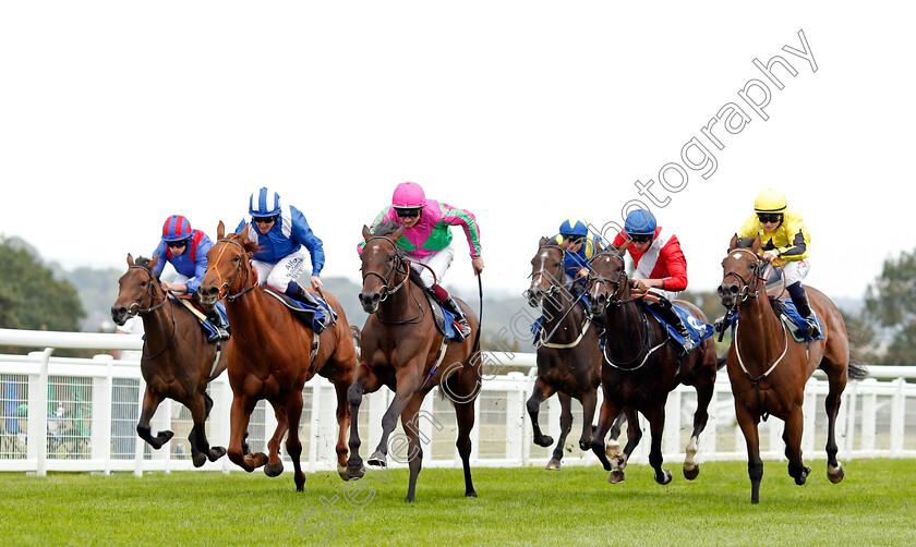 Good-American-0003 
 GOOD AMERICAN (centre, Rob Hornby) beats AUNT BETHANY (right), PERSIST (2nd right) and HAMSEH (2nd left) in The Bob McCreery Memorial British EBF Quidhampton Maiden Fillies Stakes
Salisbury 2 Sep 2021 - Pic Steven Cargill / Racingfotos.com